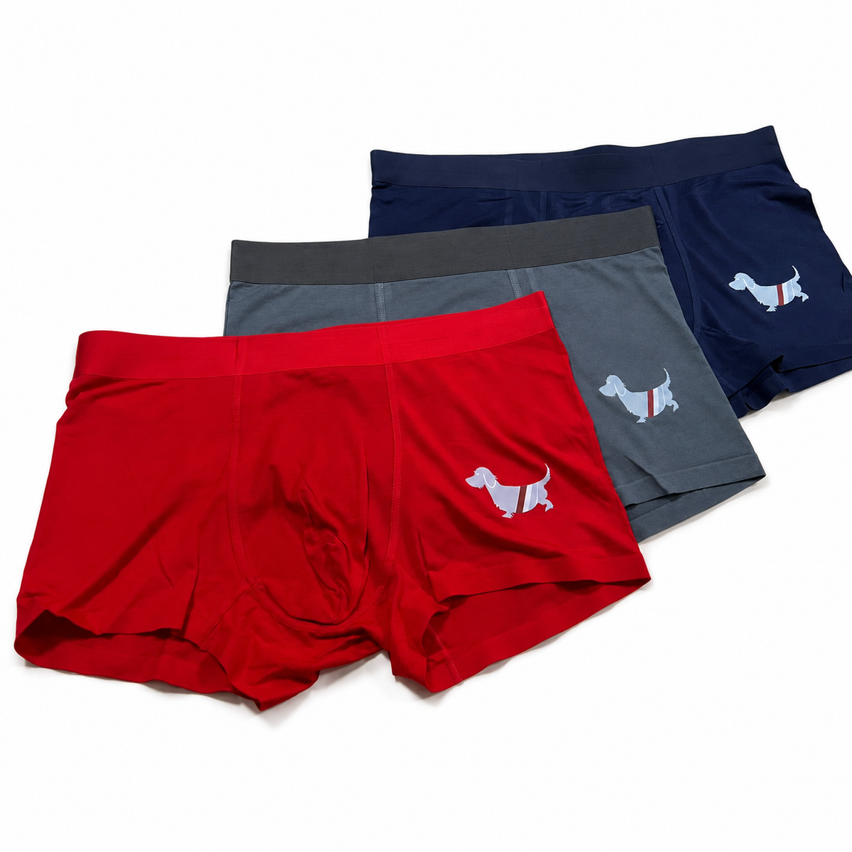 Thom Browne Style Men's Cotton Boxer Briefs with Signature Four-Bar Detail - Image 7