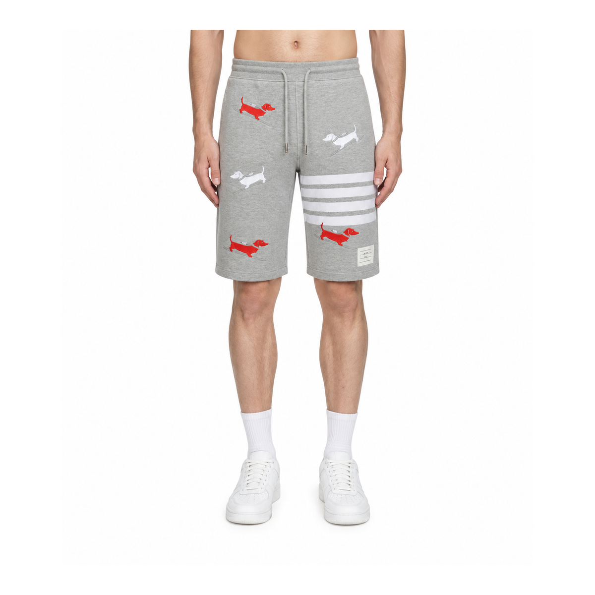 Thom Browne Style Unisex Casual Sweatpants with Signature Four-Bar Detail - Main Image