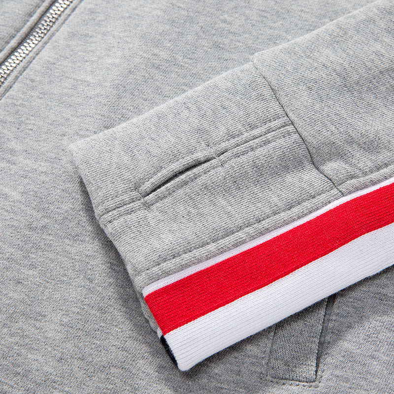 Zip - Up Sweatshirt - Premium Crew Neck Pullover by Thom Browne, garment detail view