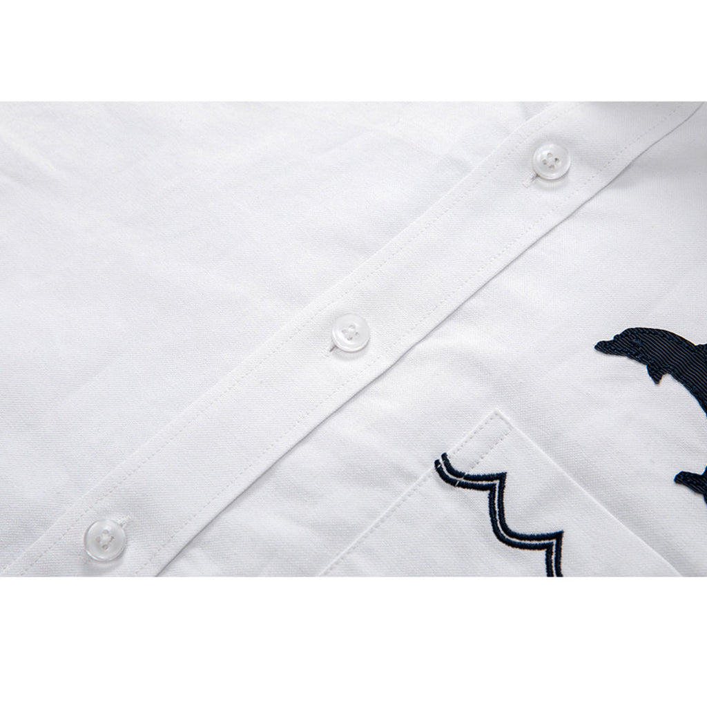 Men's Dolphin shirt by Thom Browne, shirt detail view
