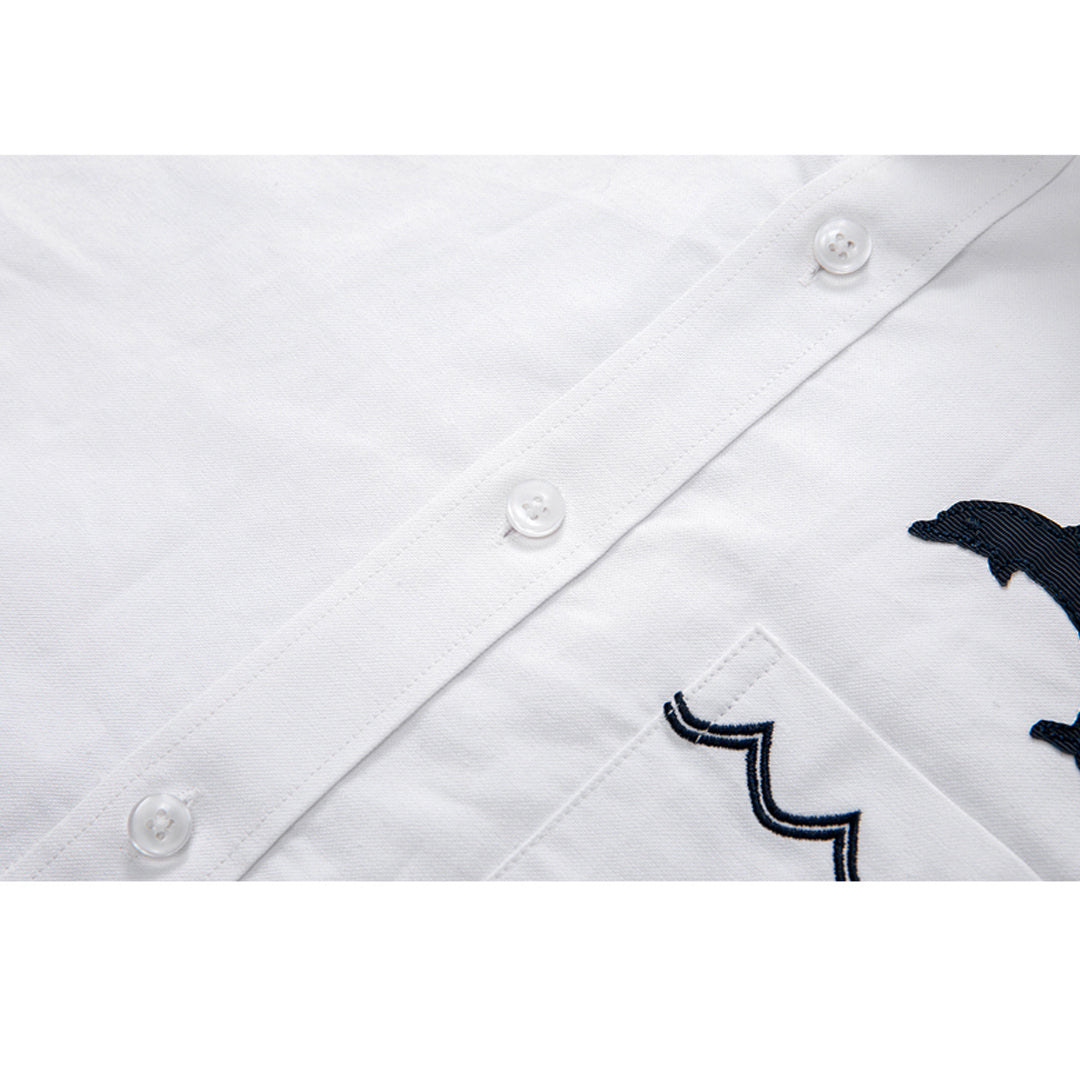 Men's Dolphin shirt by Thom Browne, shirt detail view