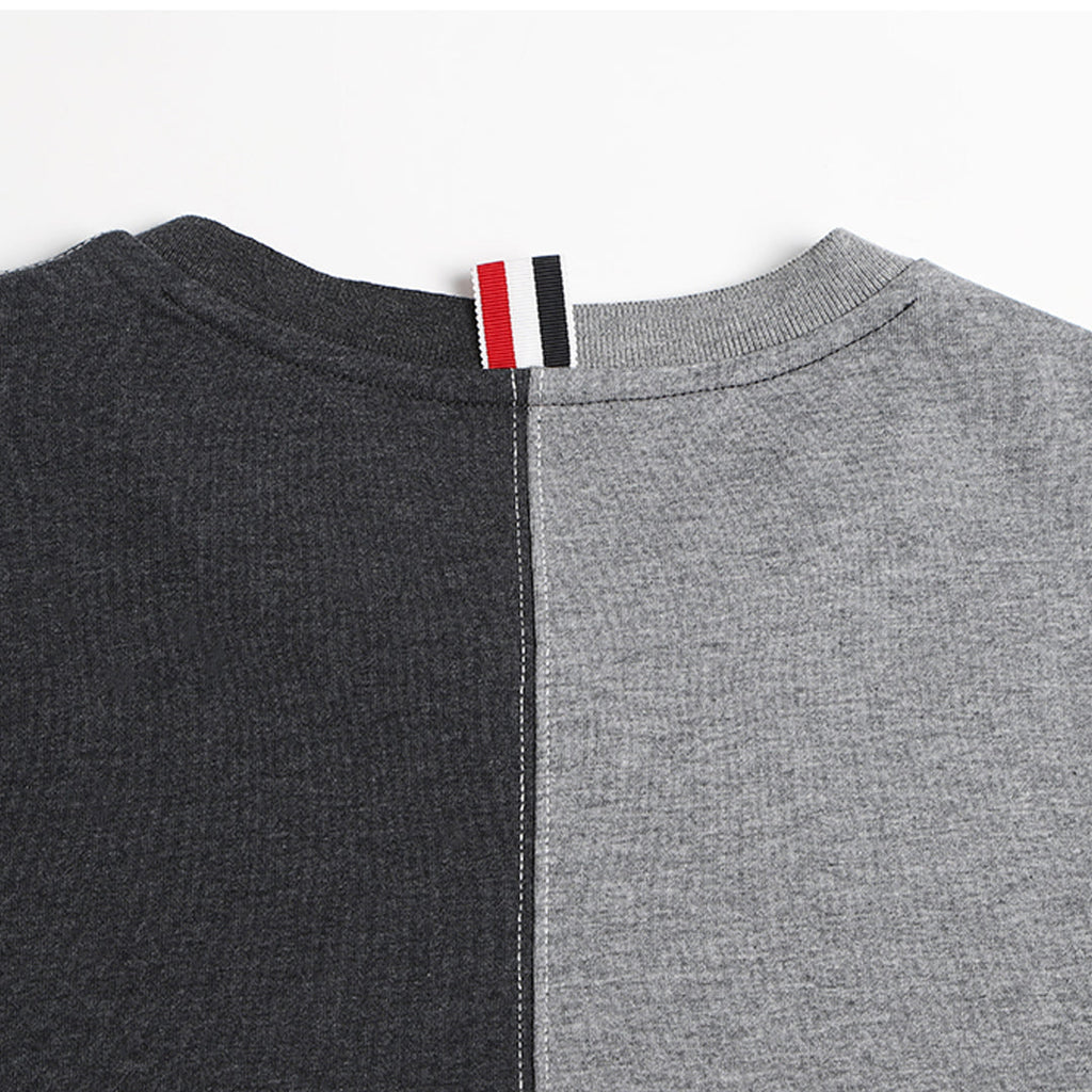 Classic Four-Bar T-Shirt with Button Side Vents - Premium Cotton by Thom Browne, product detail view