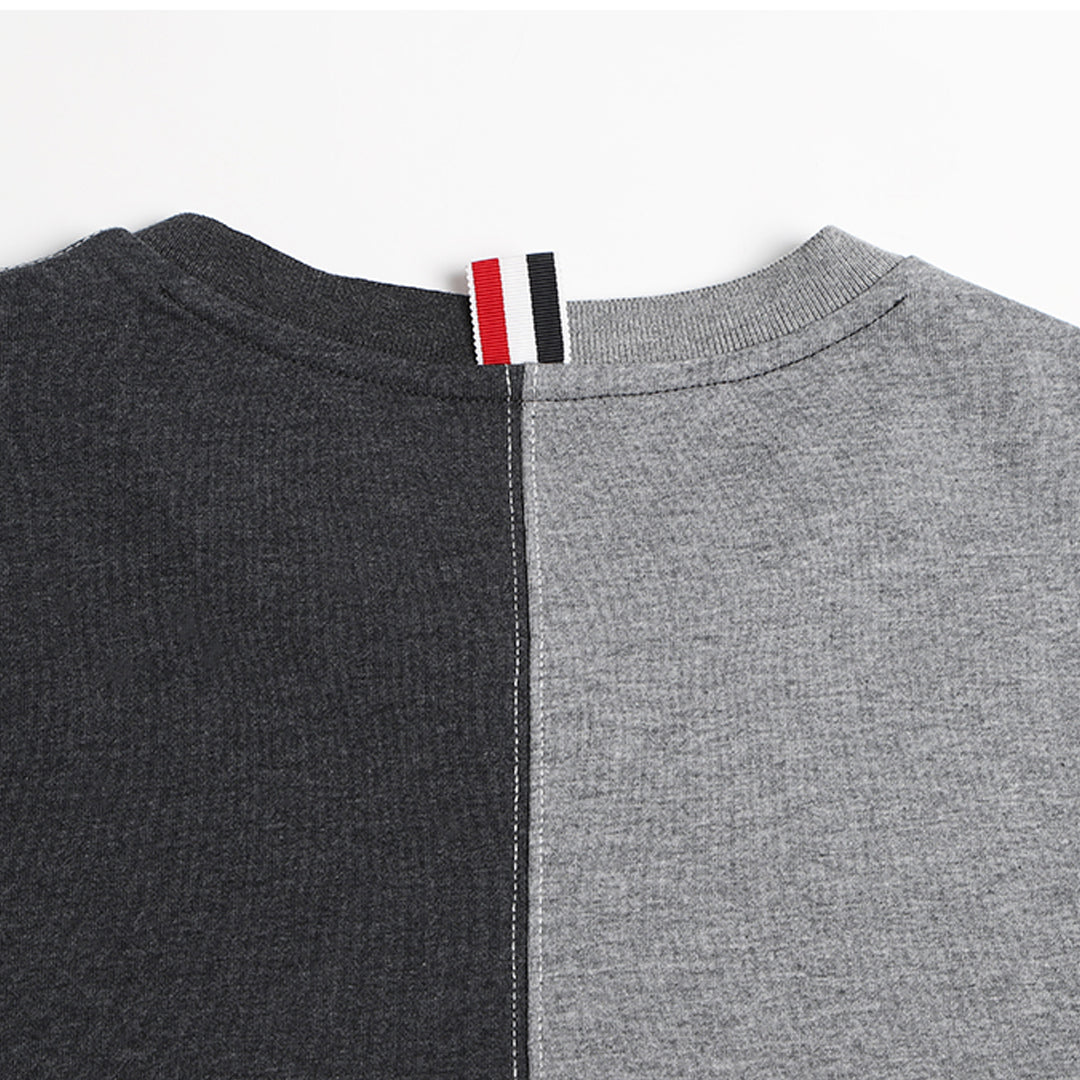 Classic Four-Bar T-Shirt with Button Side Vents - Premium Cotton by Thom Browne, product detail view