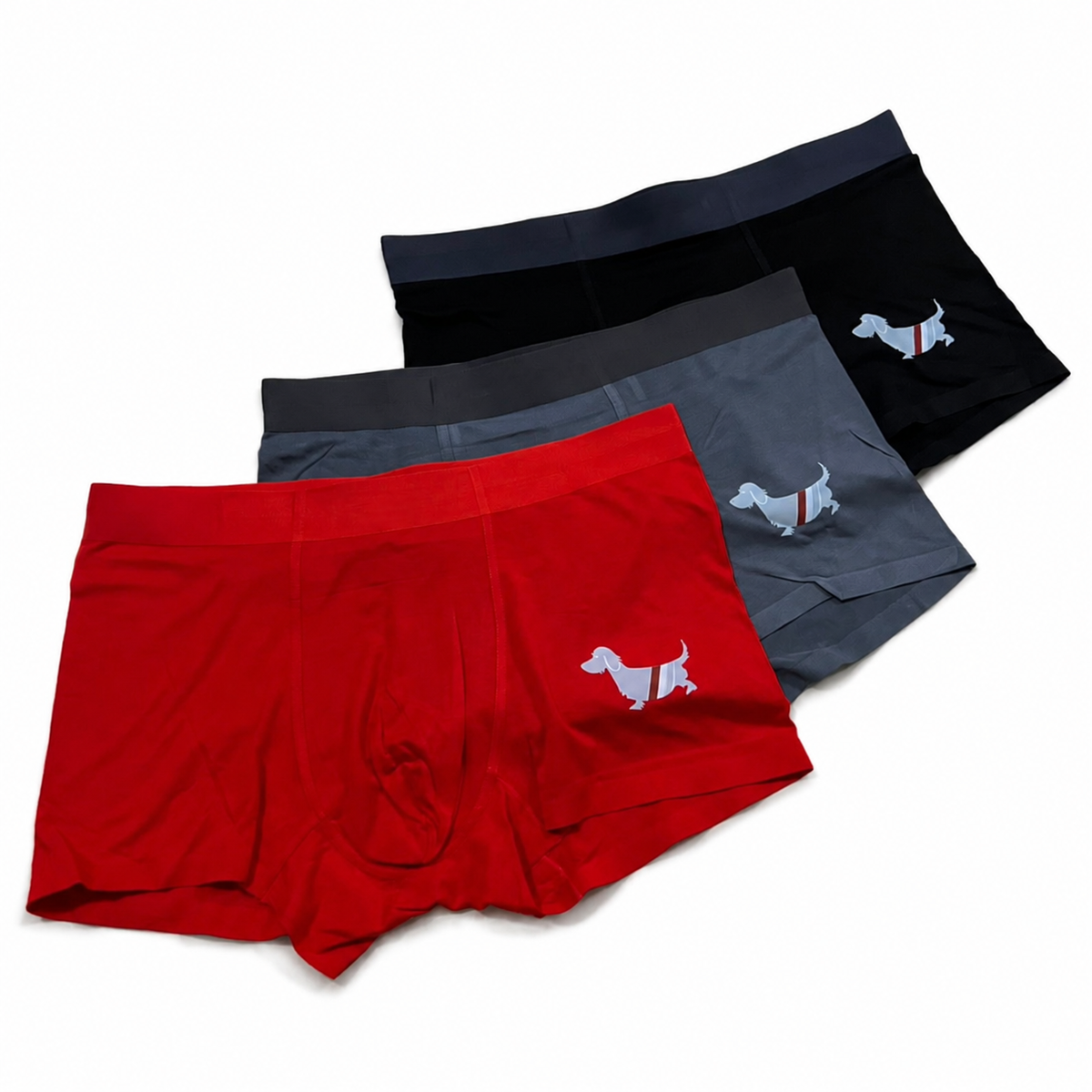 Thom Browne Style Men's Cotton Boxer Briefs with Signature Four-Bar Detail - Image 6