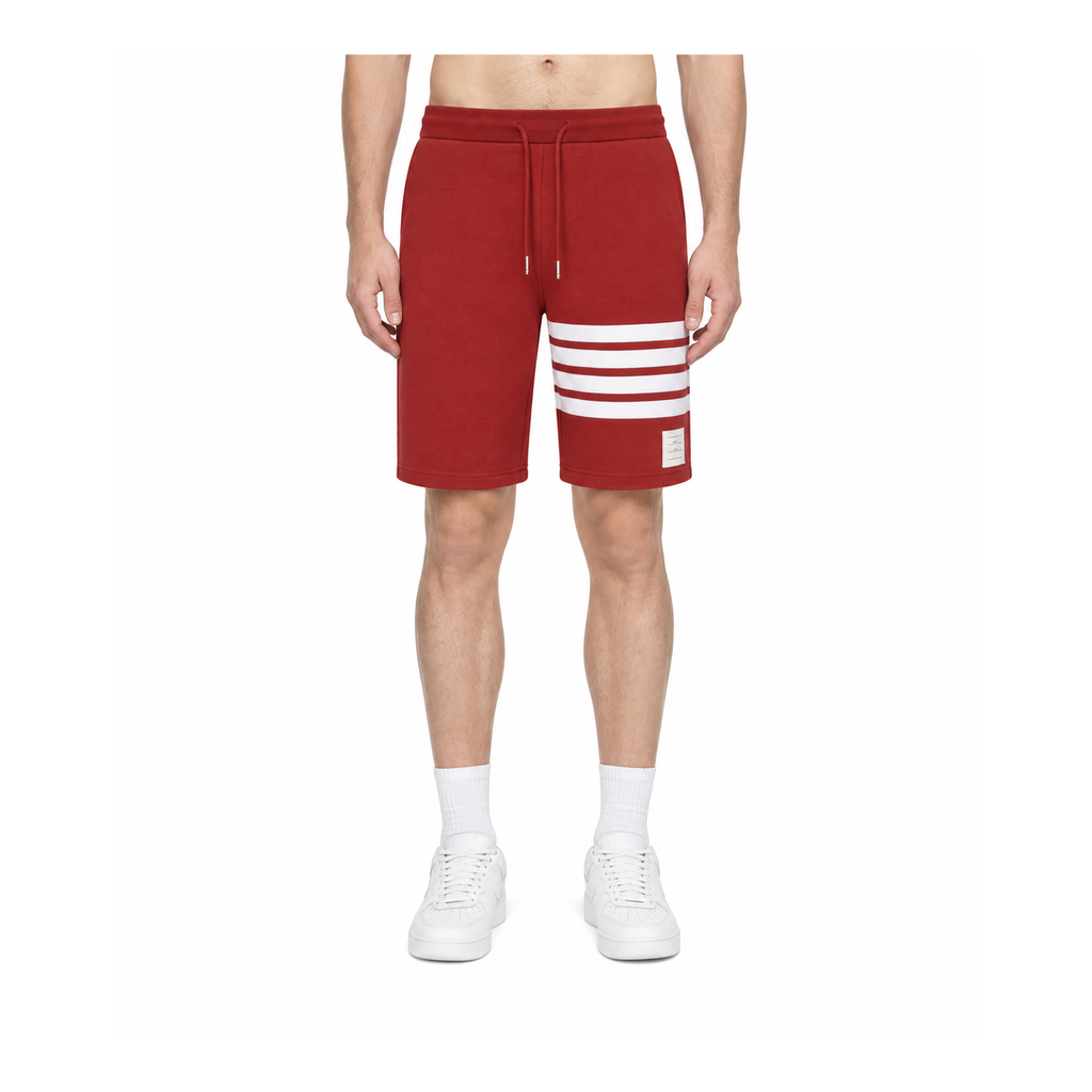 Thom Browne Style Unisex Shorts with Signature Four-Bar Detail - Main Image