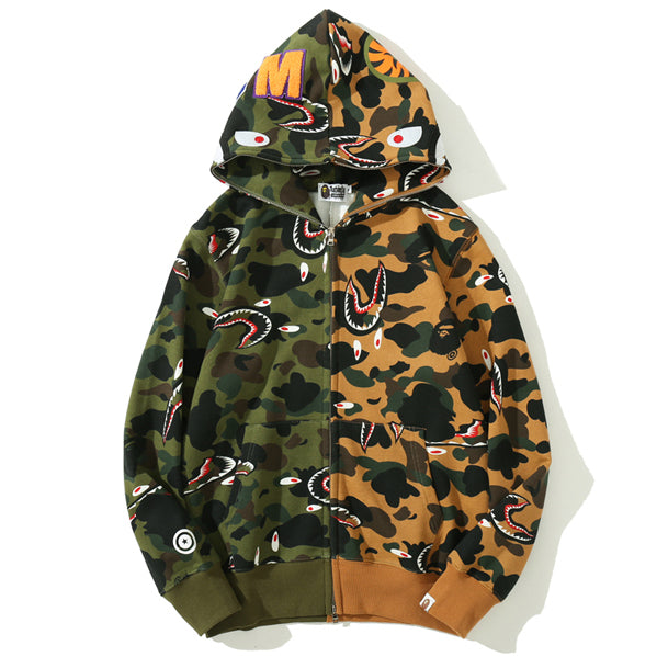 BAPE Colorblock Camo Shark Zipper Hoodie - image 1