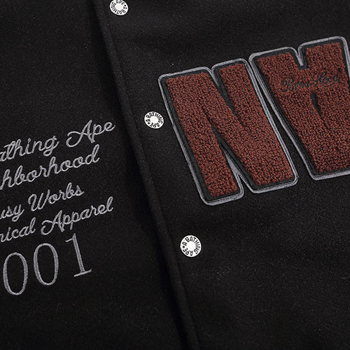 BAPE Leather Long Sleeve Baseball Jacket - image 4