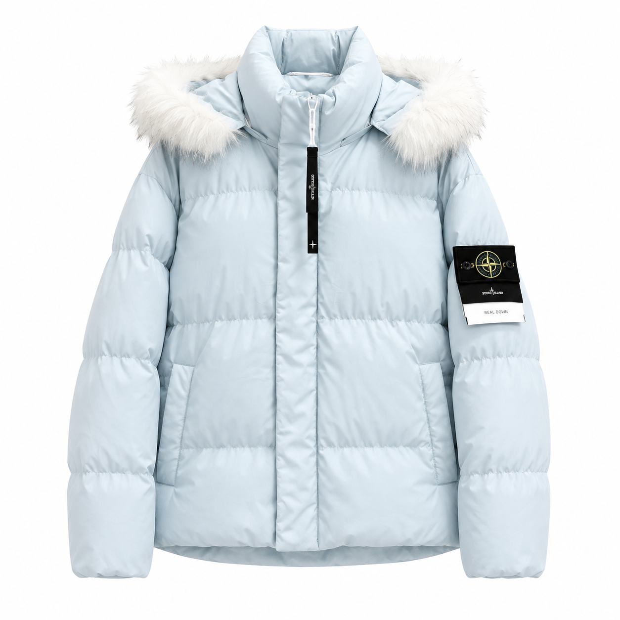 Stone Island PU Shell Detachable Fur-Collar Padded Jacket