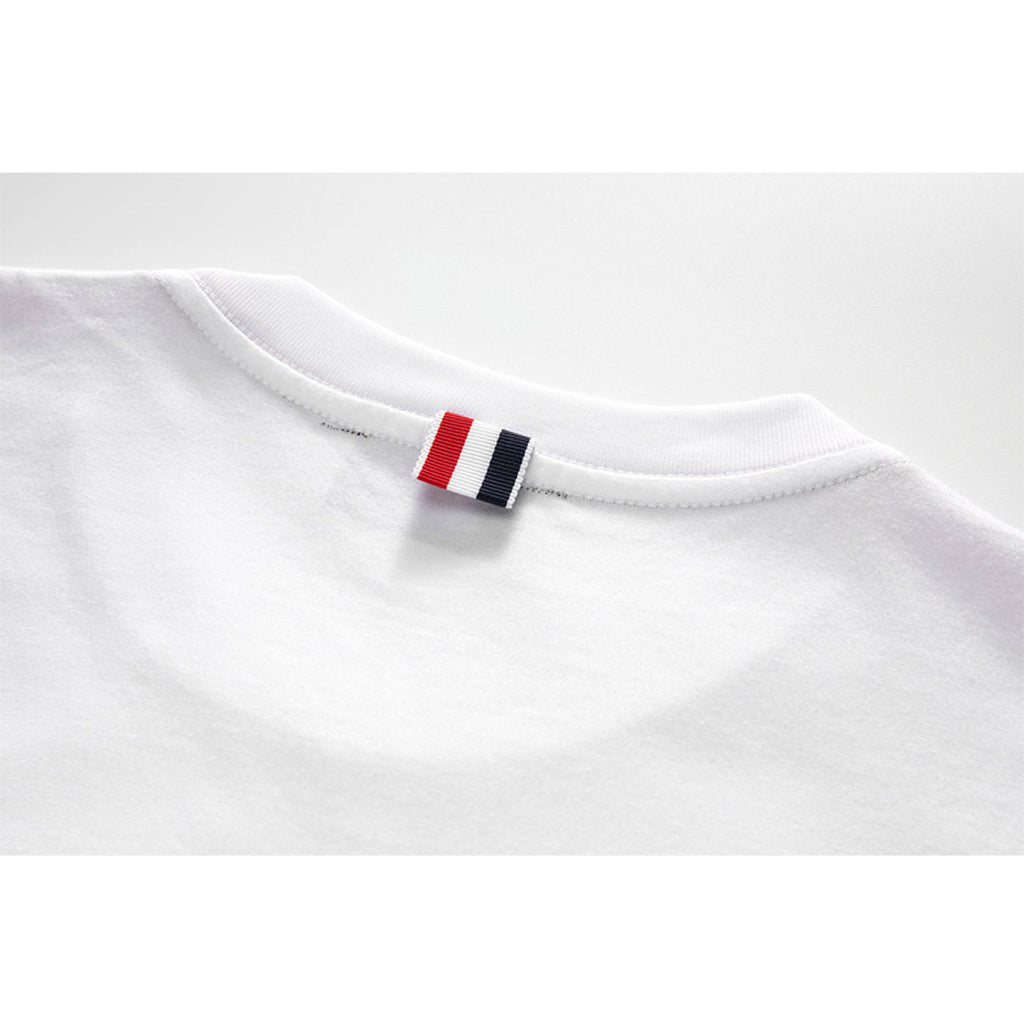 Men's Classic Four-Bar Couple Puppy Dog T-Shirt - 100% Cotton Made in Japan by Thom Browne, product detail view