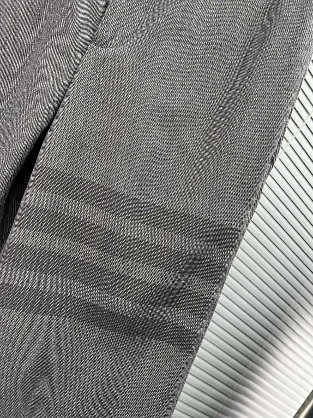 Thom Browne Style Men's Business Trousers - 50% Wool Premium Dress Pants with Signature Four-Bar Detail - Image 6