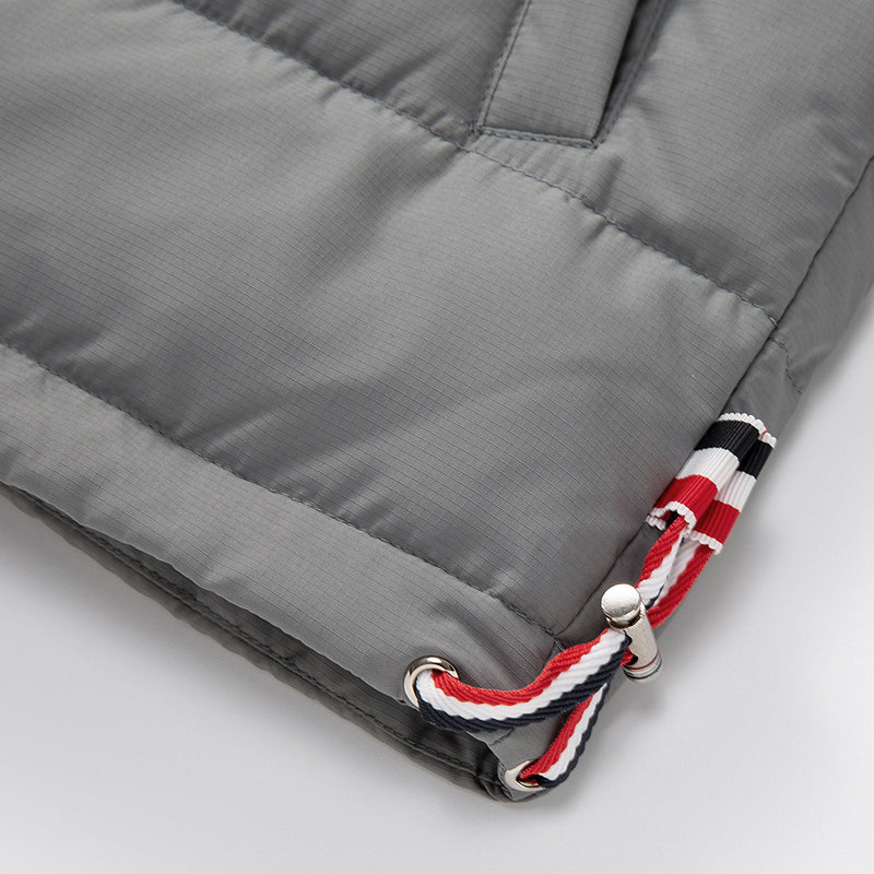 Hooded Wool Jacket - 80% Pure Wool - Signature Grosgrain Detail by Thom Browne, outerwear detail view