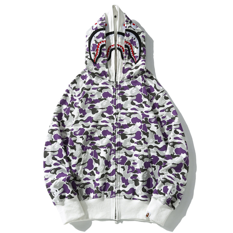 BAPE Purple Camo Shark Zipper Double Hoodie - image 3