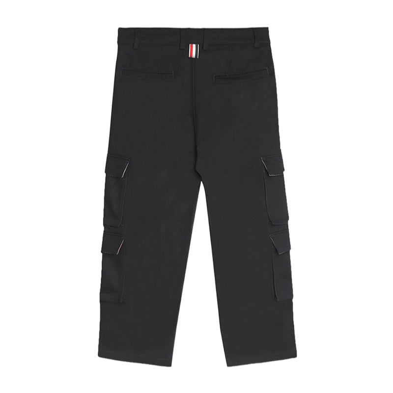 Thom Browne Style Men's Casual Cargo Pants - 100% Cotton with Adjustable Backstrap with Signature... - Image 7