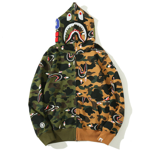 BAPE Colorblock Camo Shark Zipper Hoodie - image 3