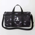 BAPE Camo Nylon Gym Duffel Bag - Black Camo Round Duffel Bag - View 1