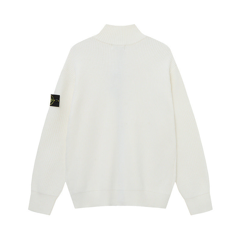 Stone Island Badge Zip-Up Knit Cardigan