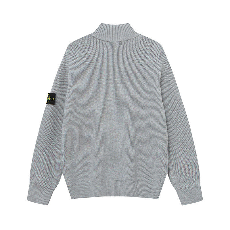 Stone Island Badge Zip-Up Knit Cardigan