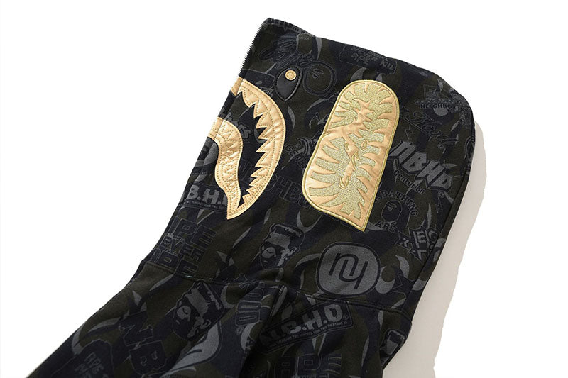 Bape Black Gold Shark Camouflage Hoodies - image 7