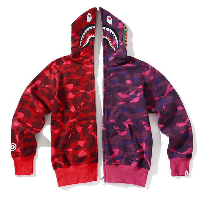 BAPE Camo Shark Zipper splicing Hoodies - image 2
