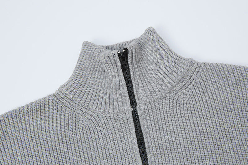 Stone Island Badge Zip-Up Knit Cardigan