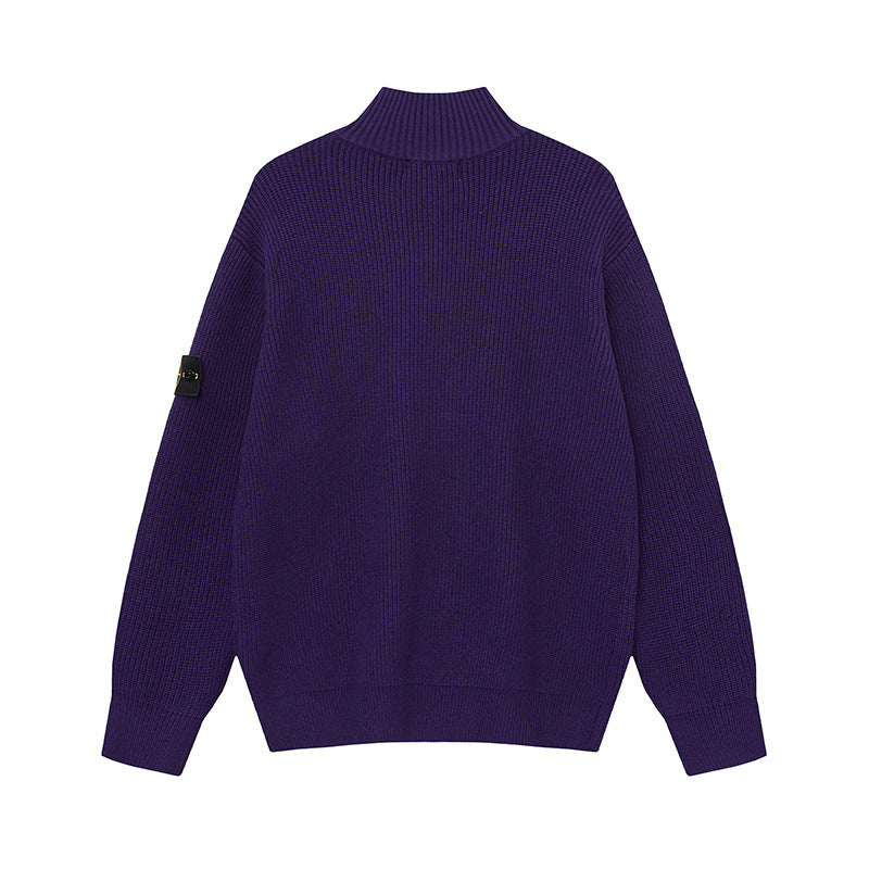 Stone Island Badge Zip-Up Knit Cardigan
