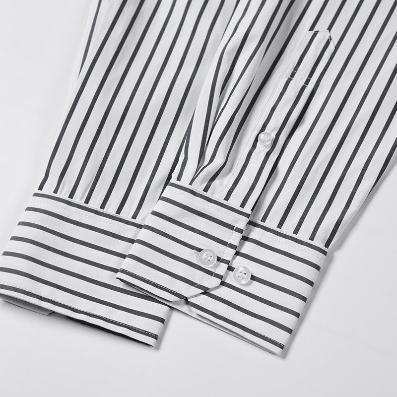 Classic Four-Bar Striped Dress Shirt - 100% Cotton Made in Japan by Thom Browne, shirt detail view