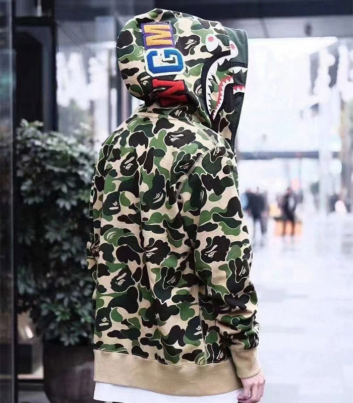 BAPE Double-hat Big ABC Camo Shark Hoodie - image 10