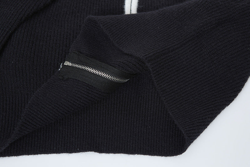 Stone Island Badge Zip-Up Mock-Neck Knit Jacket
