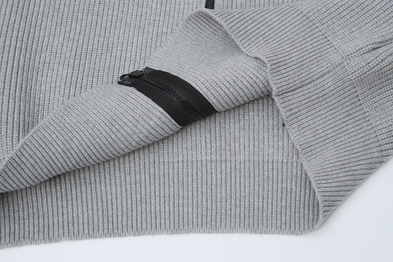 Stone Island Badge Zip-Up Knit Cardigan
