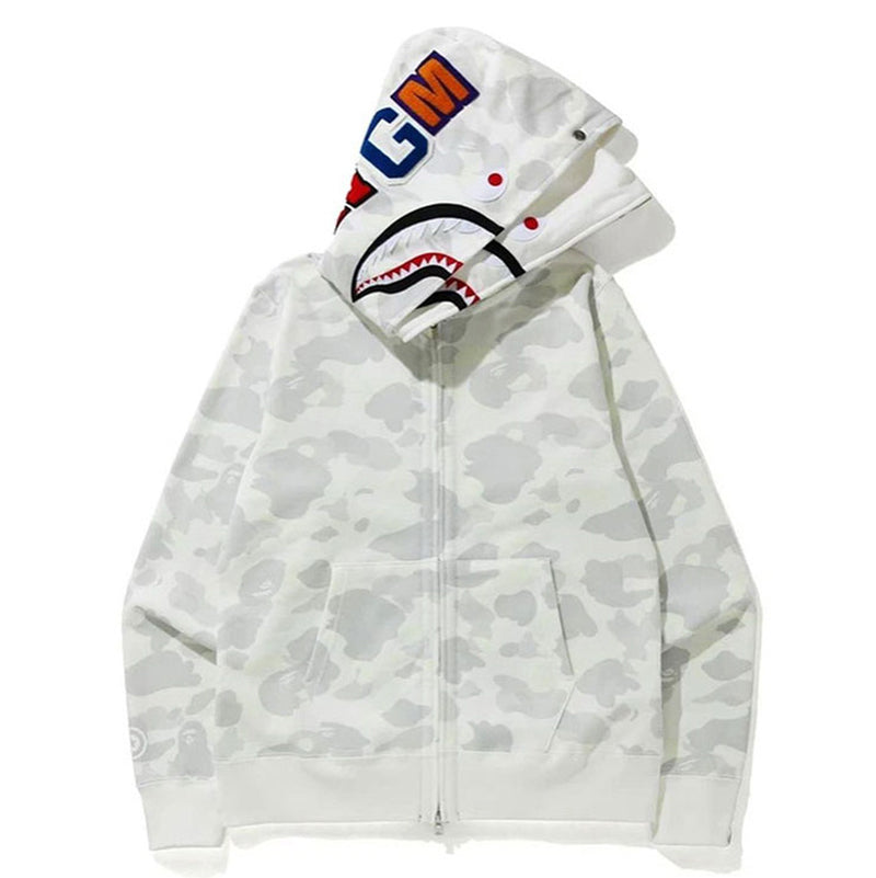 BAPE Glow Camo Shark Wide Full Zip Double Hoodies - image 5