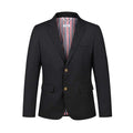 Casual Wool Suit Jacket - Front Zip Closure - Signature Detail by Thom Browne, outerwear detail view