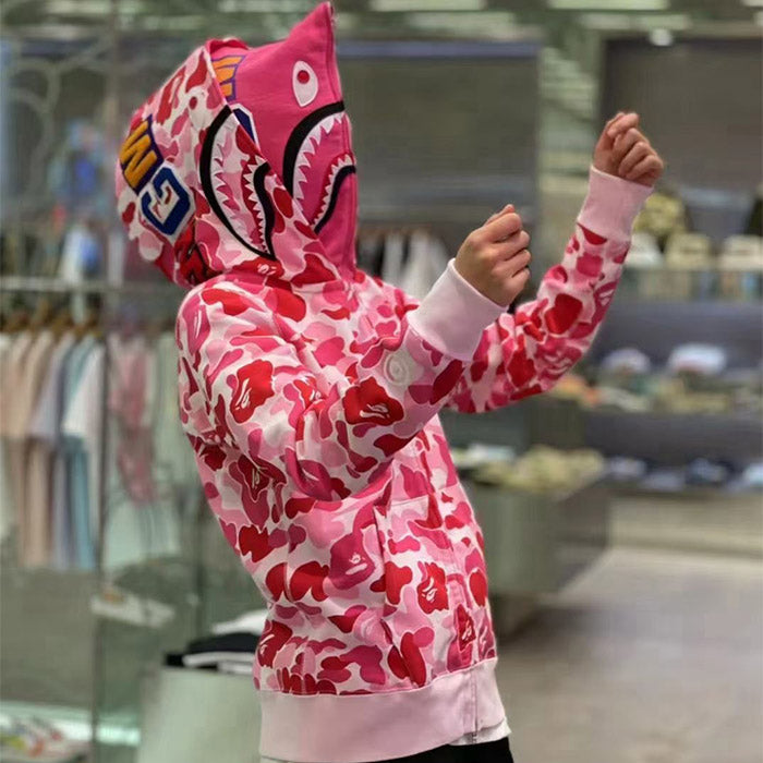 BAPE Double-hat Big ABC Camo Shark Hoodie - image 9