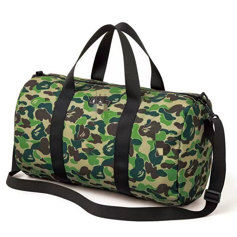 BAPE Camo Water-resistant Gym Duffel Bag - Green Camo Round Duffel Gym Bag - View 1