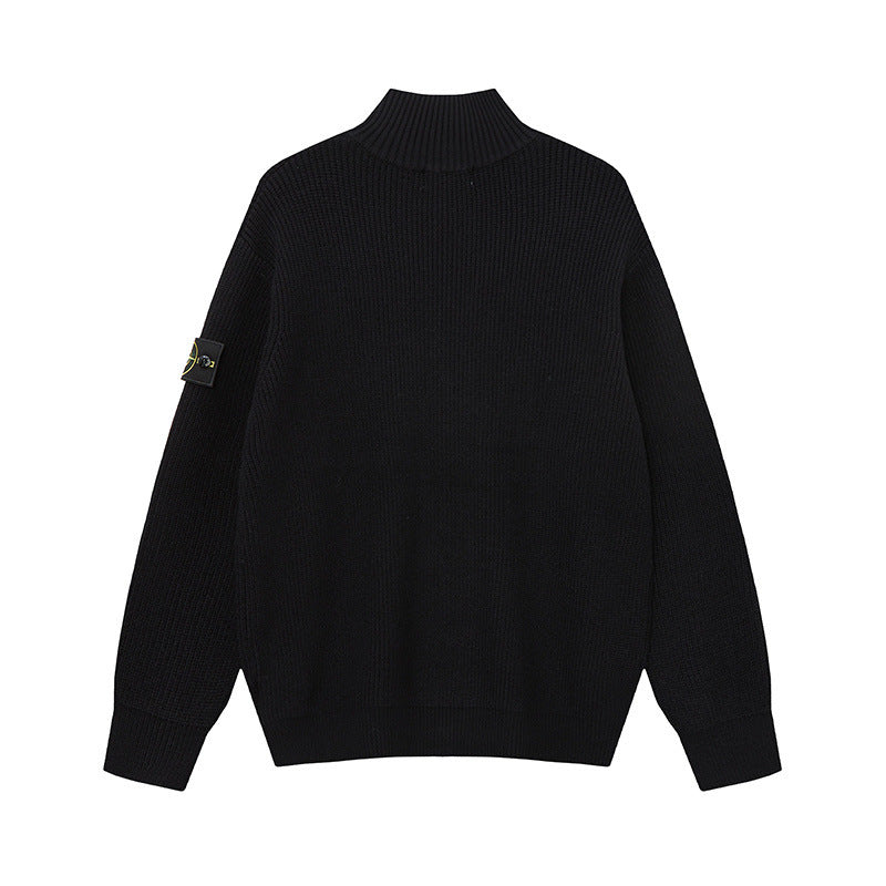 Stone Island Badge Zip-Up Knit Cardigan