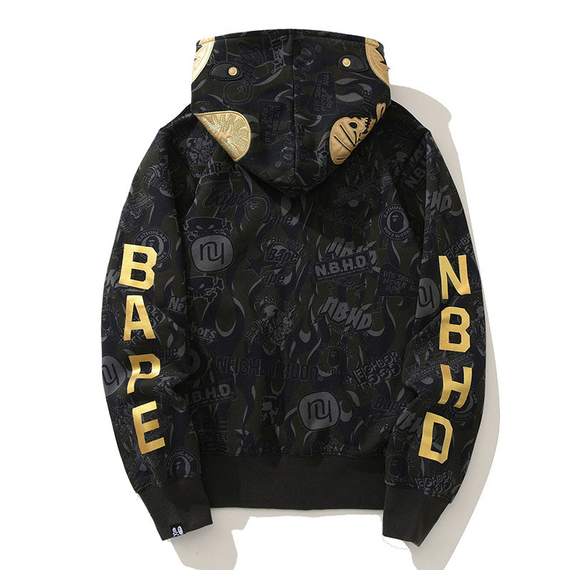 Bape Black Gold Shark Camouflage Hoodies - image 3