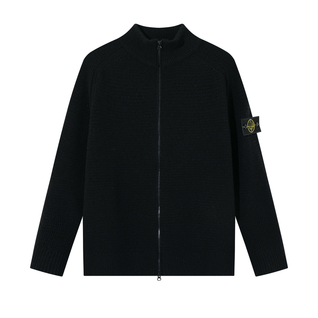 Stone Island Mock-Neck Zip-Up Knit Cardigan