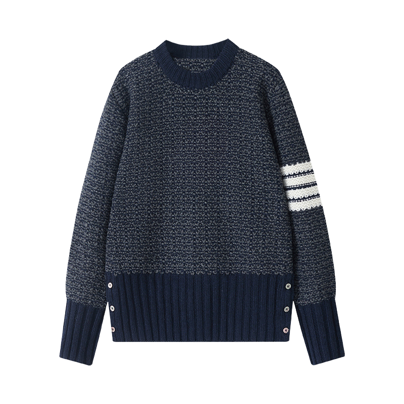 Snowflake Chunky Wool Crewneck Sweater by Thom Browne, knitwear detail view