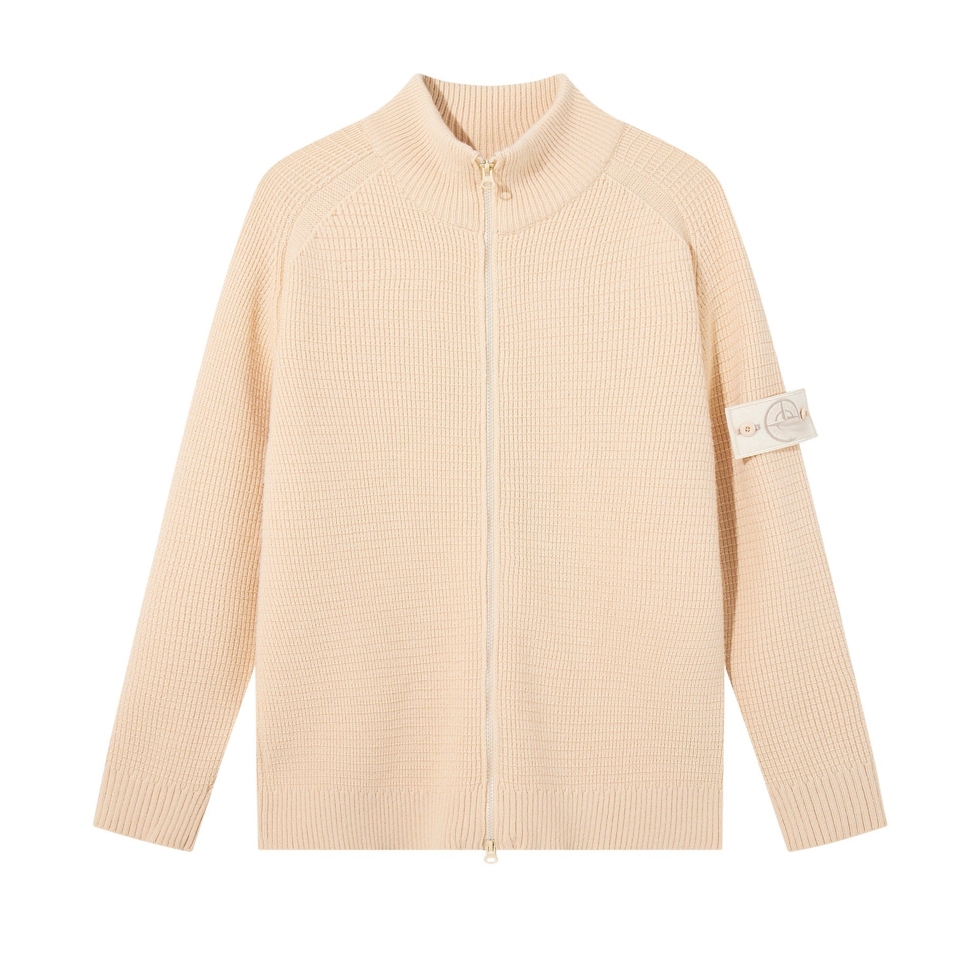Stone Island Mock-Neck Zip-Up Knit Cardigan