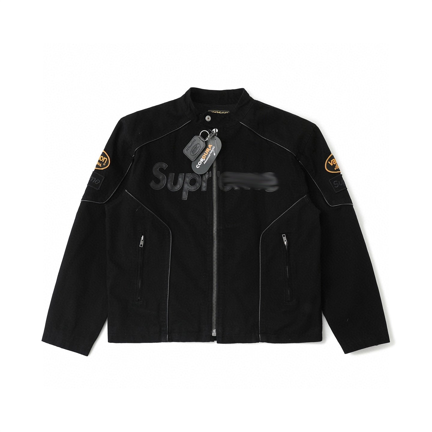 Heavy Embroidered Leather Logo Moto Jacket