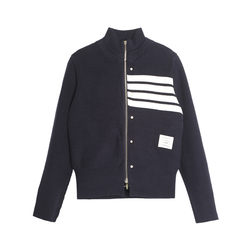 Unisex double-sided fake two-piece jacket by Thom Browne, outerwear detail view