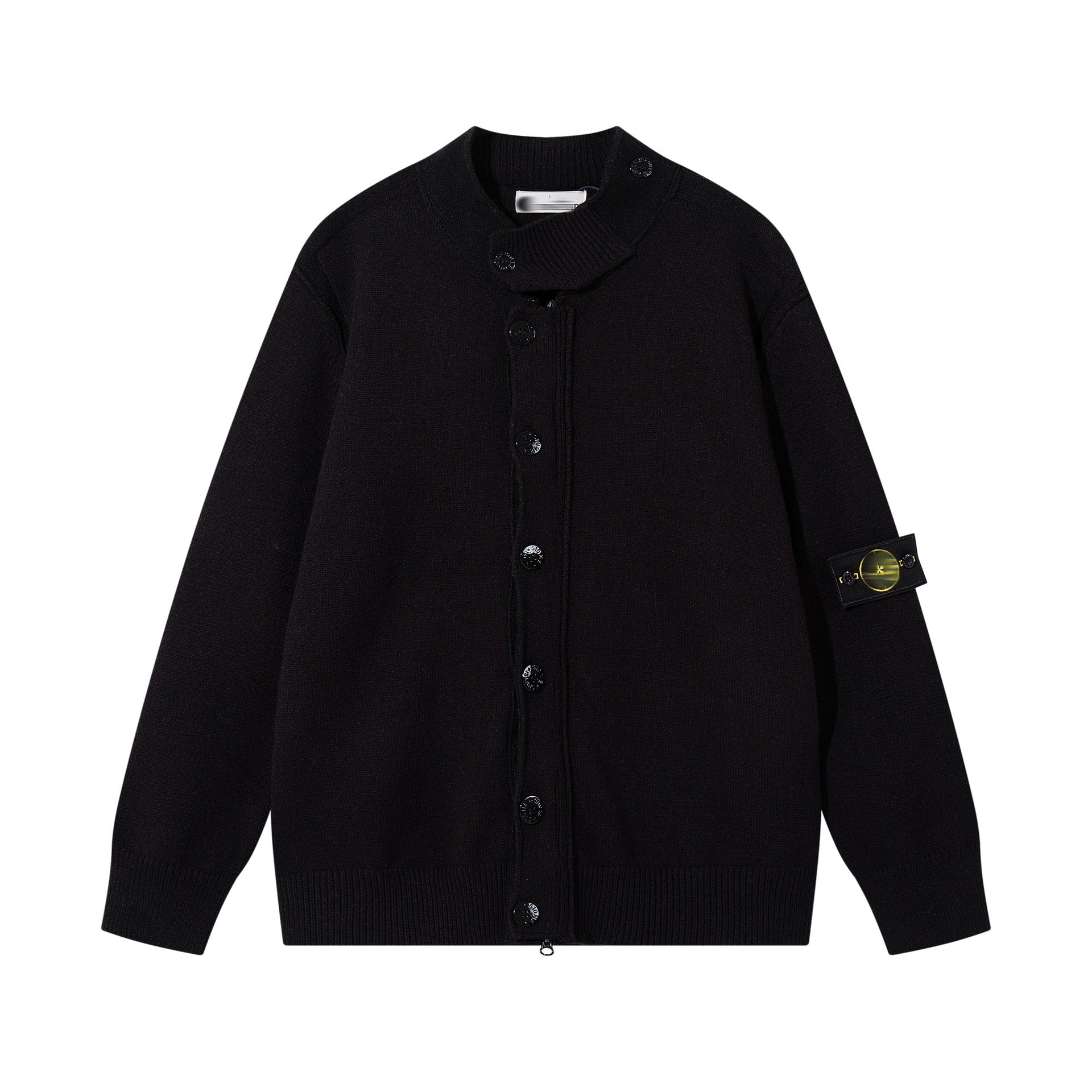Stone Island Badge Sleeve Patch Button-Front Knit Cardigan