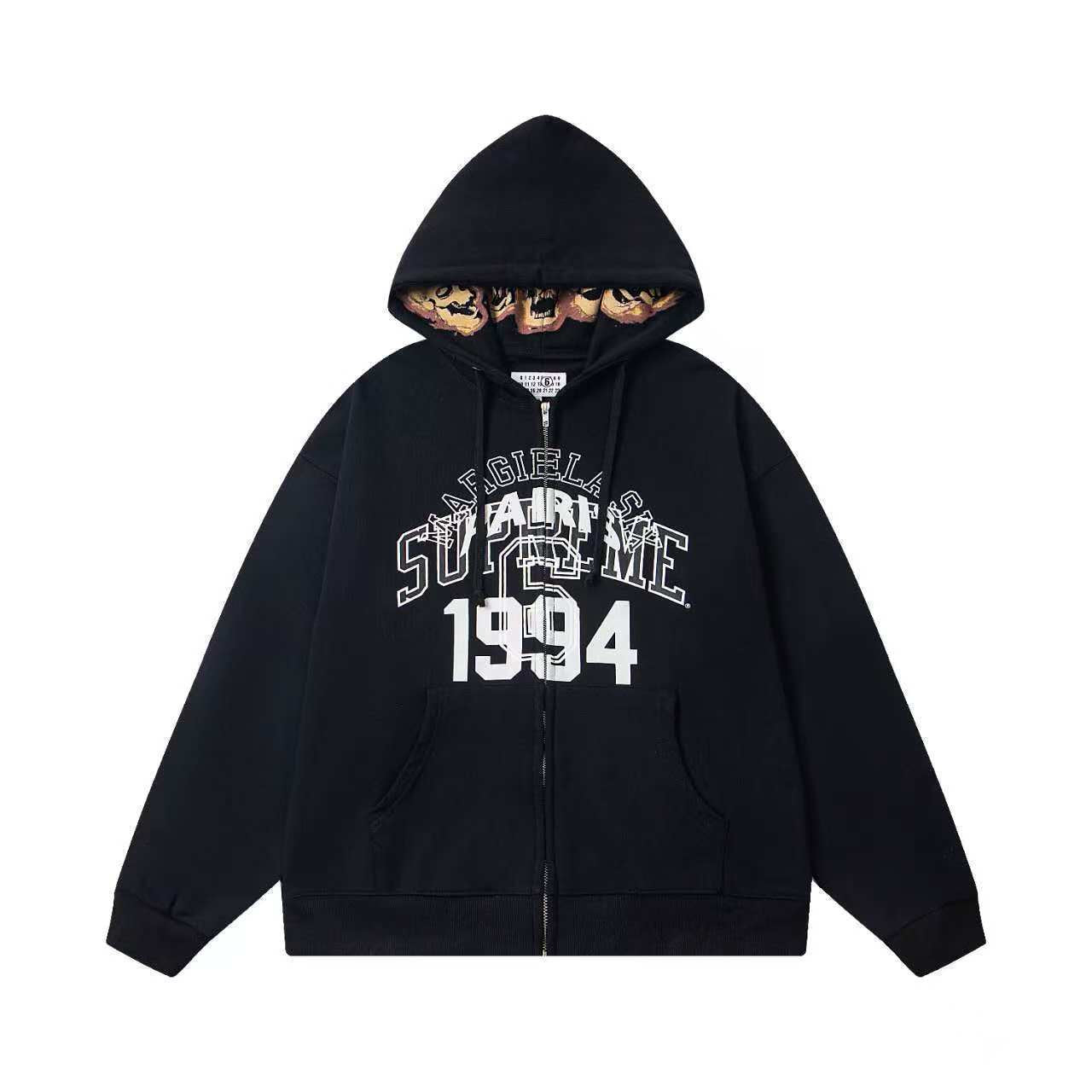 Letter Print Zip-Up Hoodie Jacket