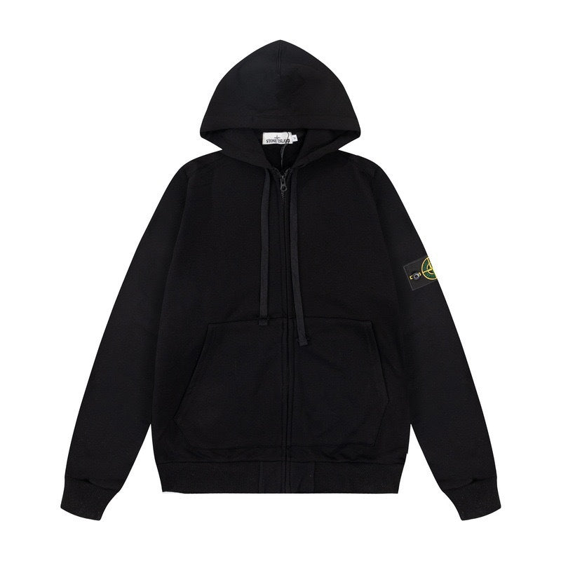 Stone Island Compass-Embroidered Zip-Up Hoodie