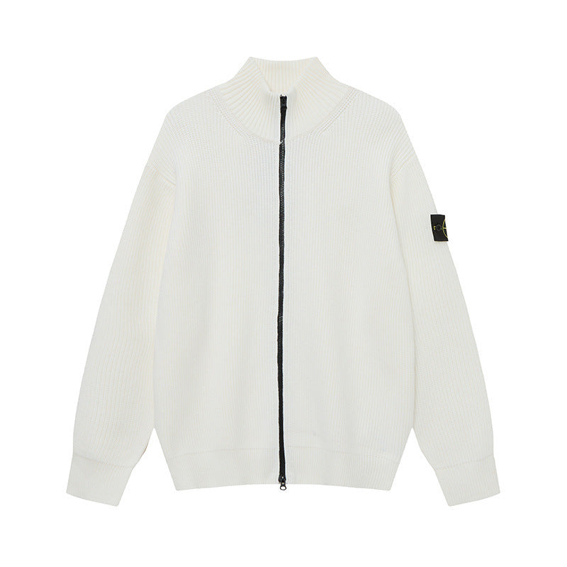 Stone Island Badge Zip-Up Knit Cardigan