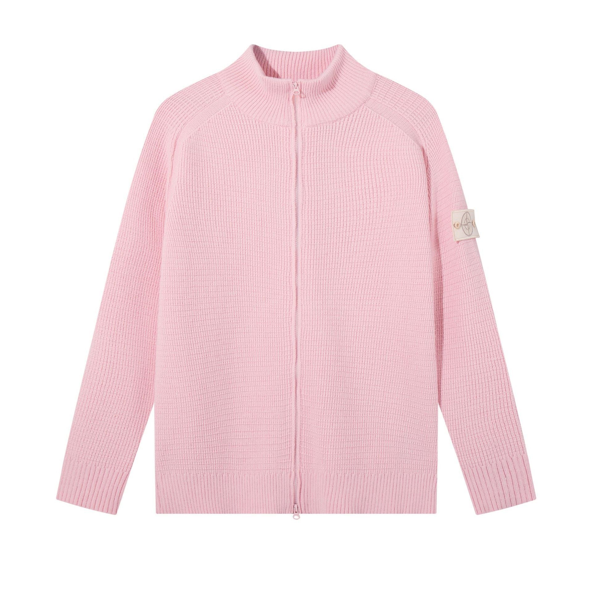 Stone Island Mock-Neck Zip-Up Knit Cardigan