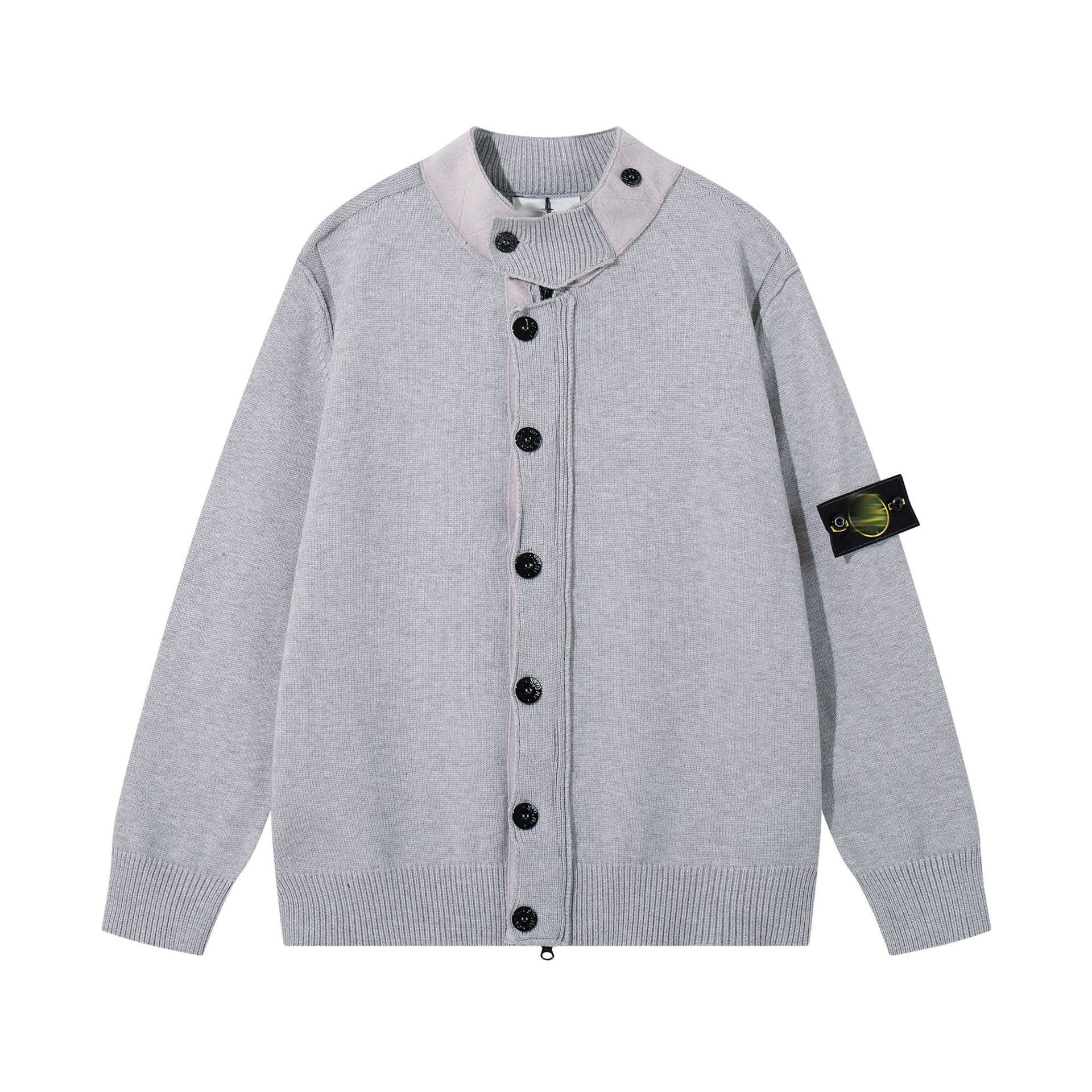 Stone Island Badge Sleeve Patch Button-Front Knit Cardigan