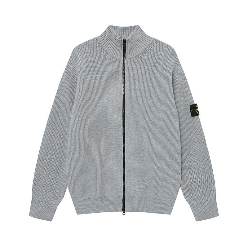 Stone Island Badge Zip-Up Knit Cardigan