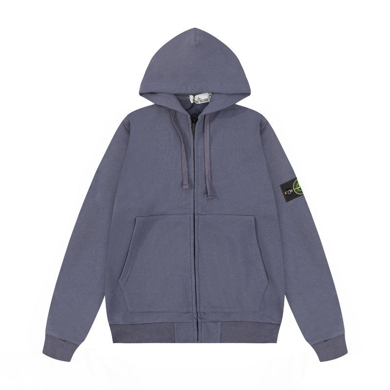 Stone Island Compass-Embroidered Zip-Up Hoodie