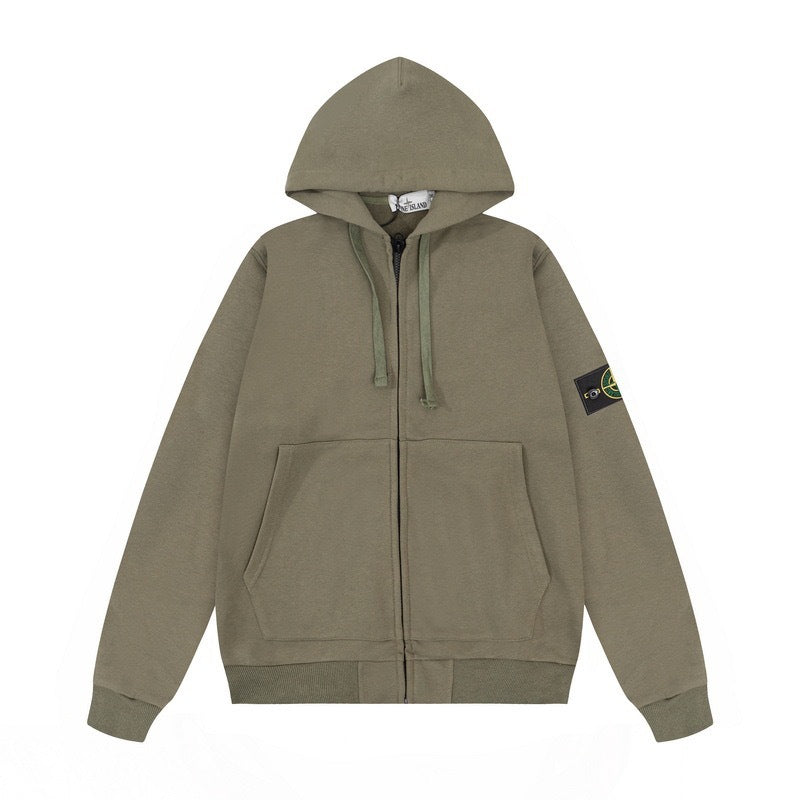 Stone Island Compass-Embroidered Zip-Up Hoodie