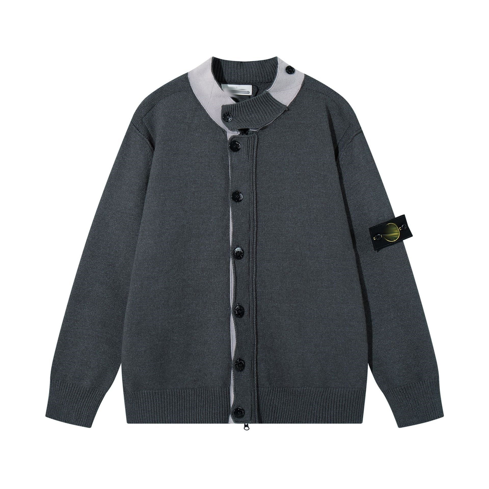 Stone Island Badge Sleeve Patch Button-Front Knit Cardigan